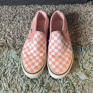 Pink & White Checkered Slip-on Vans